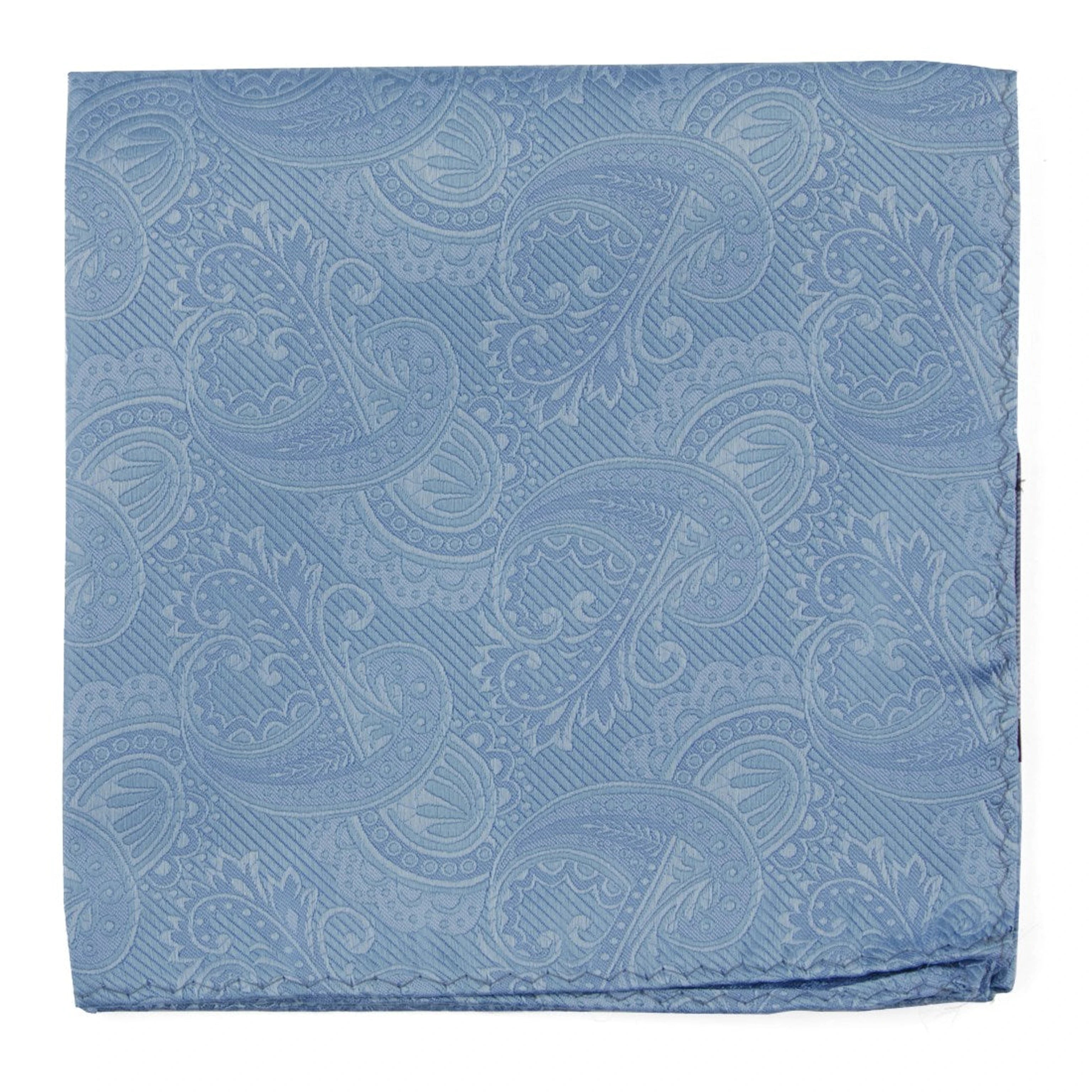 Twill Paisley Steel Blue Pocket Square