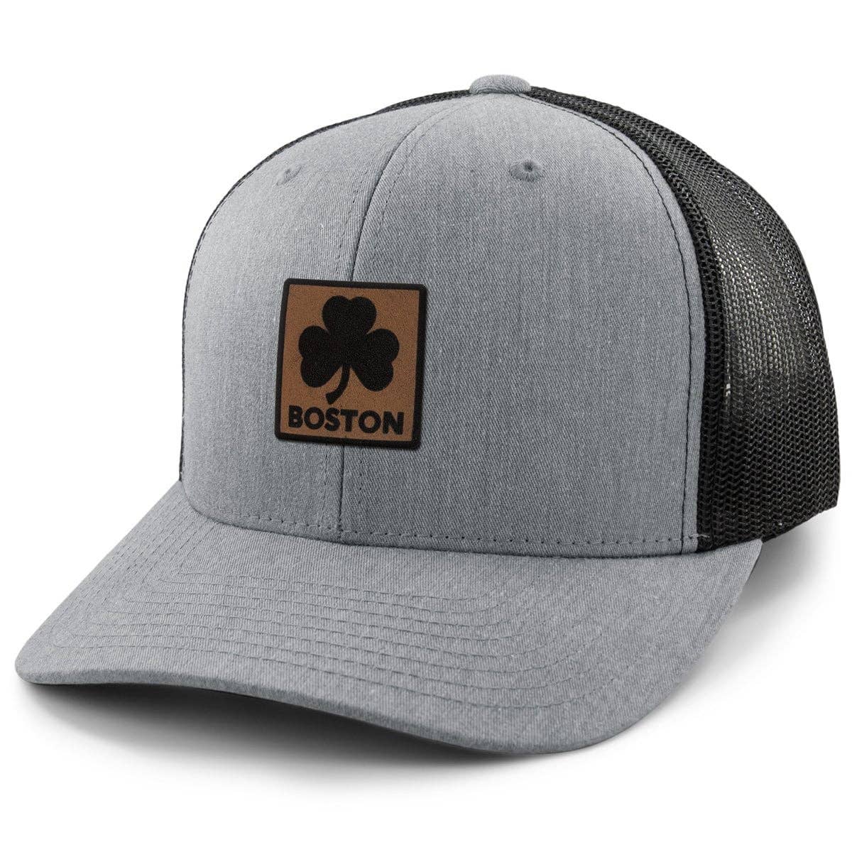 Boston Leather Patch Classic Trucker: Gray / Trucker Hat