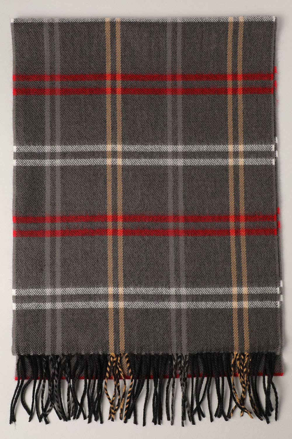 Softer Than Cashmere Tartan Plaid Muffler Scarf: ZTW316-RED / One Size