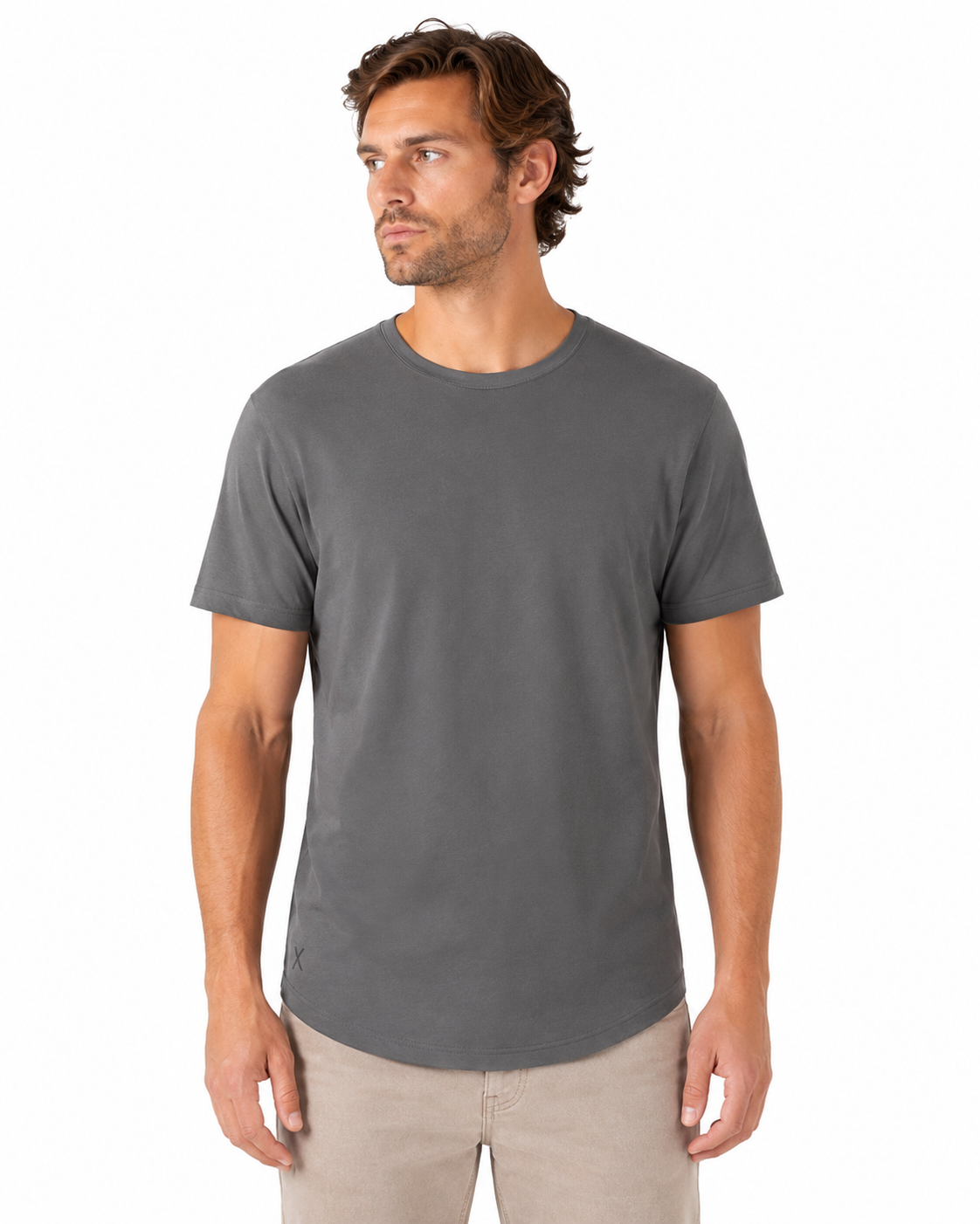 CUTS | Ao Curve Hem Tee | Charcoal Gray
