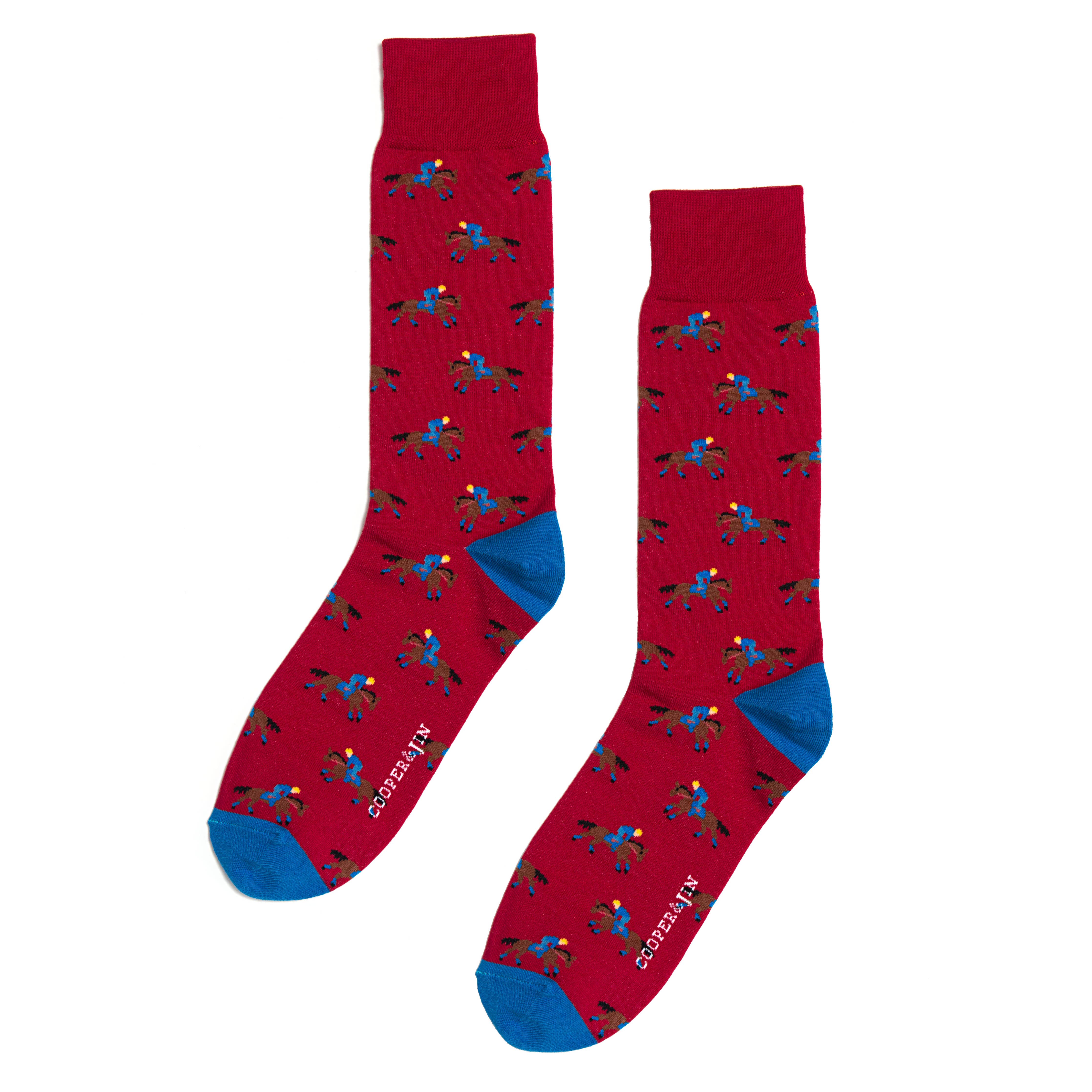 Crew Socks for Men - Midtown West Horse Racing Style: ONE SIZE