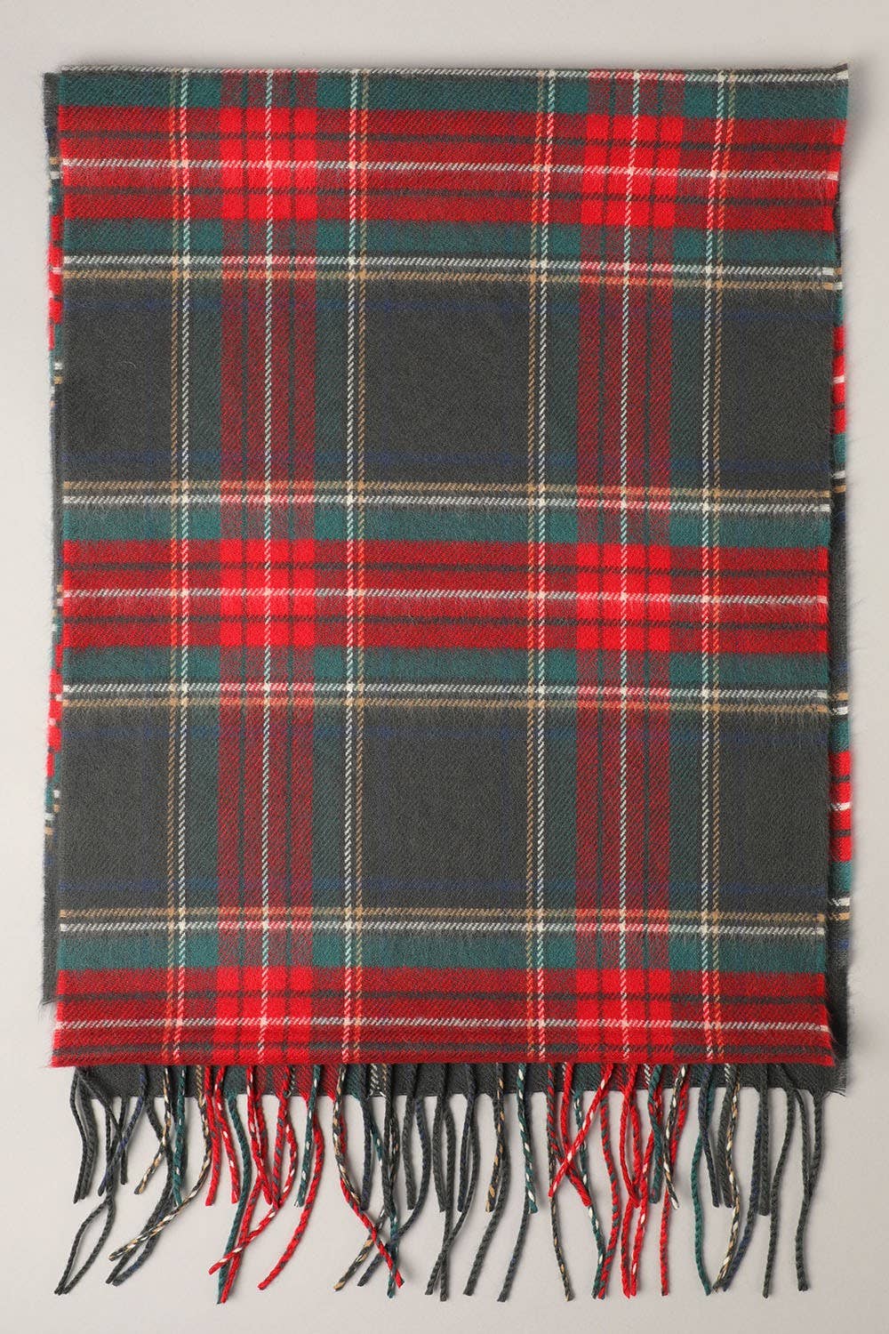 Softer Than Cashmere Tartan Plaid Muffler Scarf: ZTW3159-DARKGREY / One Size