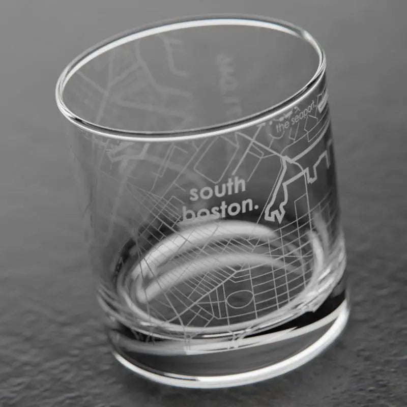 South Boston, MA Map Rocks Whiskey Glass