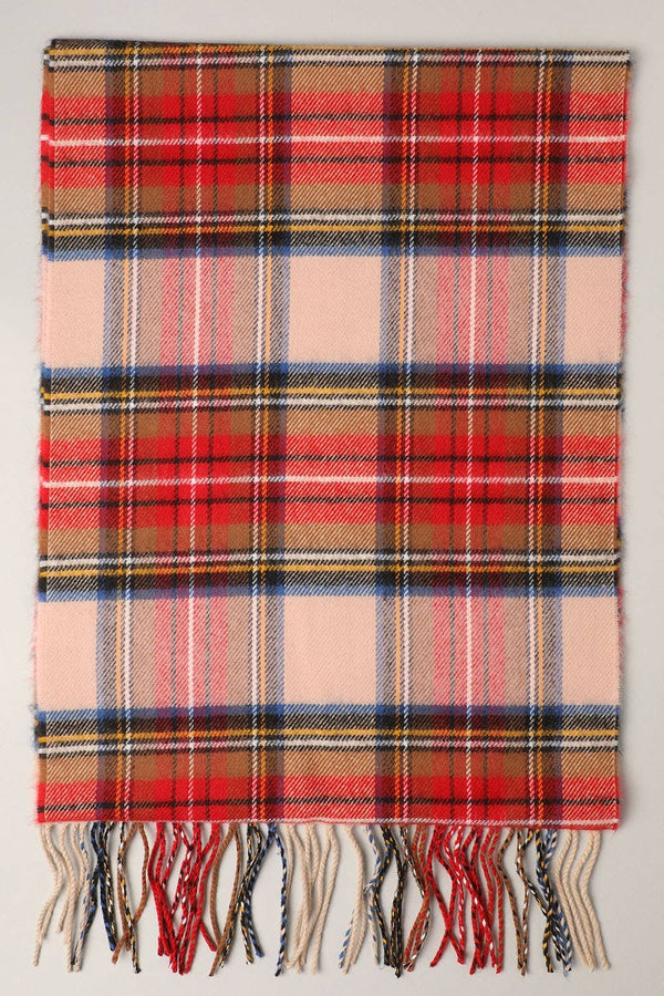 Softer Than Cashmere Tartan Plaid Muffler Scarf: ZTW19001-PINK / One Size