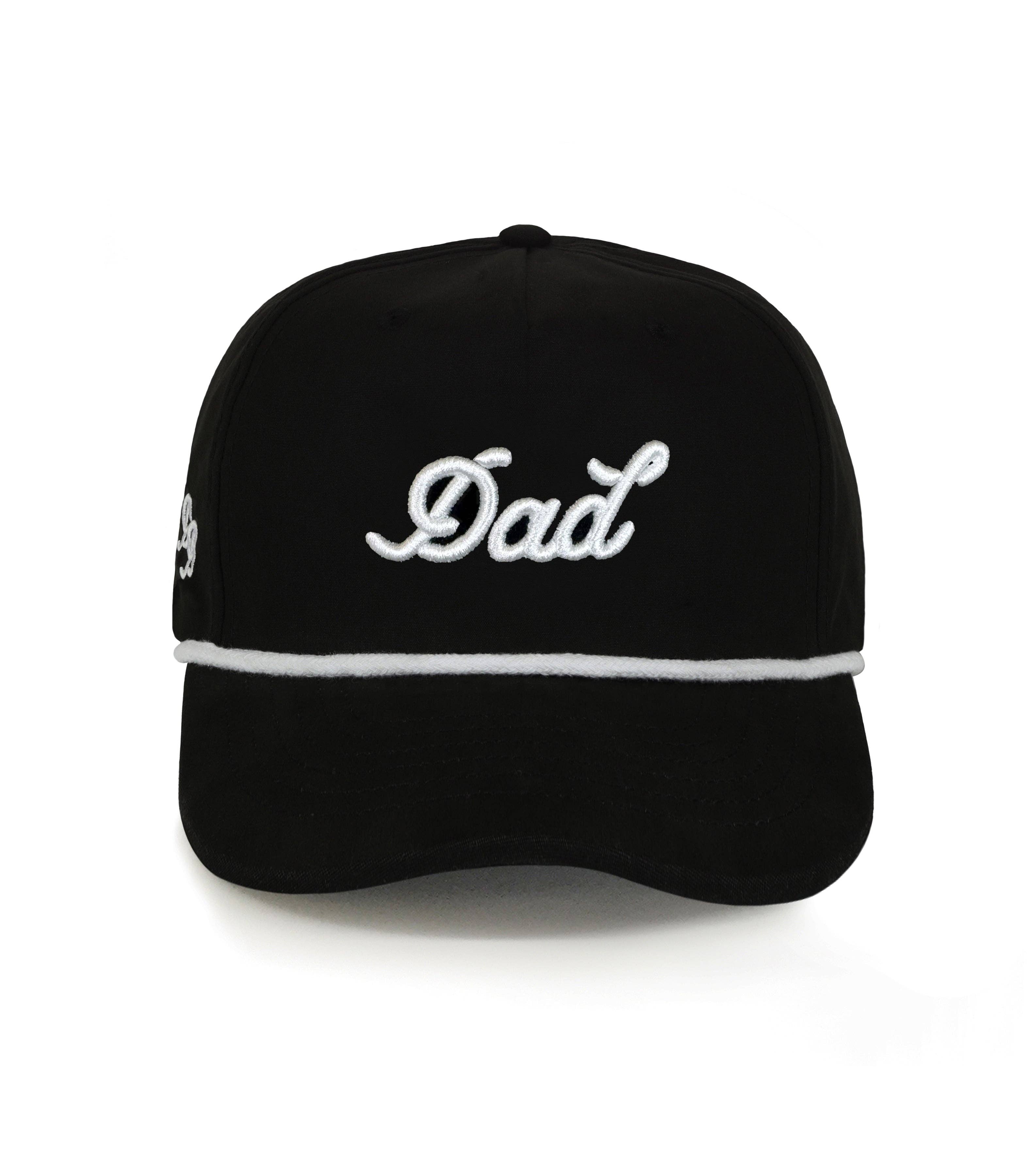 Dad Brand | Dad 3D Puff Rope Hat - Black White 5-Panel | Black