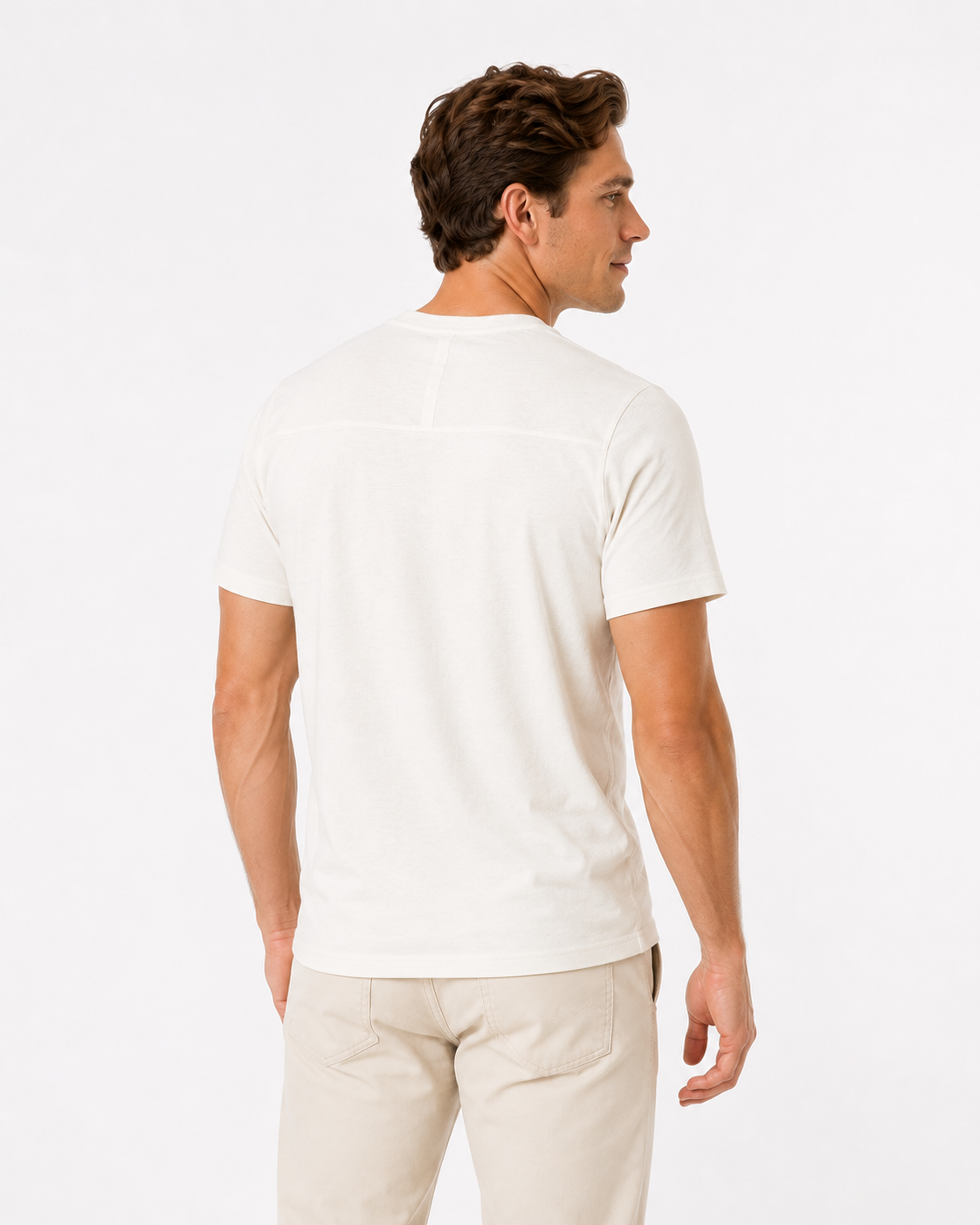 Long Wharf | SeaWell® Knit Henley Tee Cream | White
