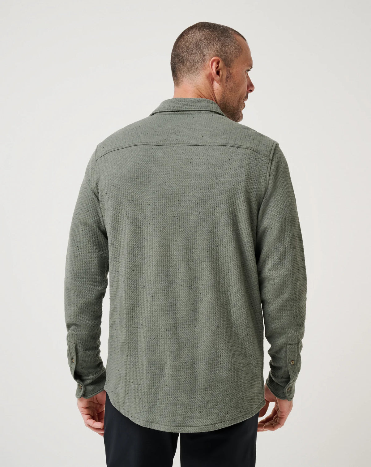 TravisMathew | Cloud Waffle Shirt Jacket | Dark Olive Green