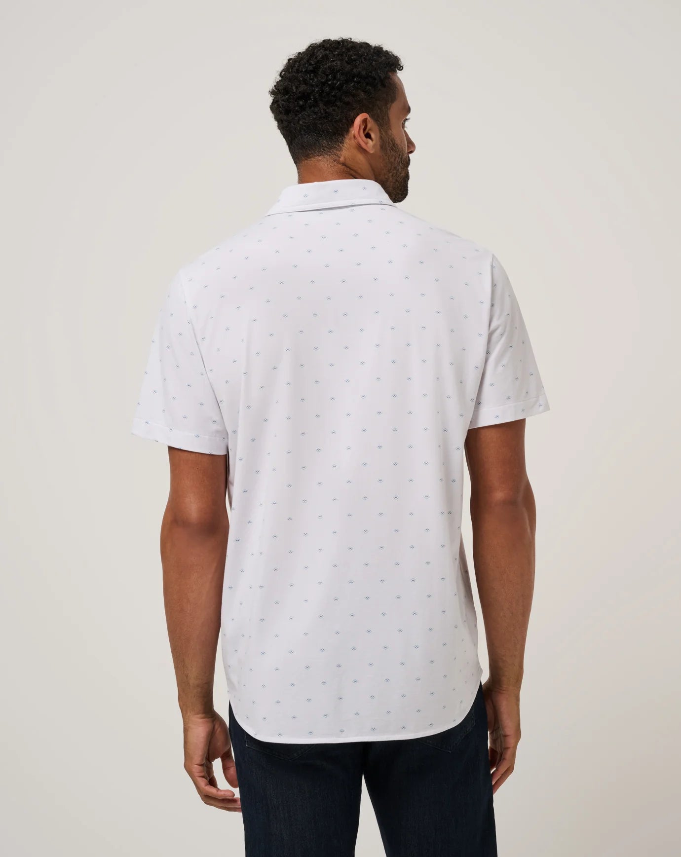 TravisMathew | Comfortknit Geo Button-Up | White | Trunk Show
