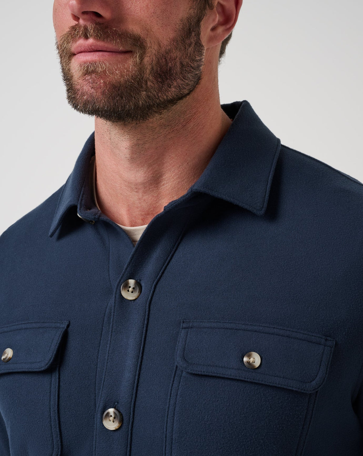 TravisMathew | Peak Fleece Shirt Jacket | Total Eclipse Navy