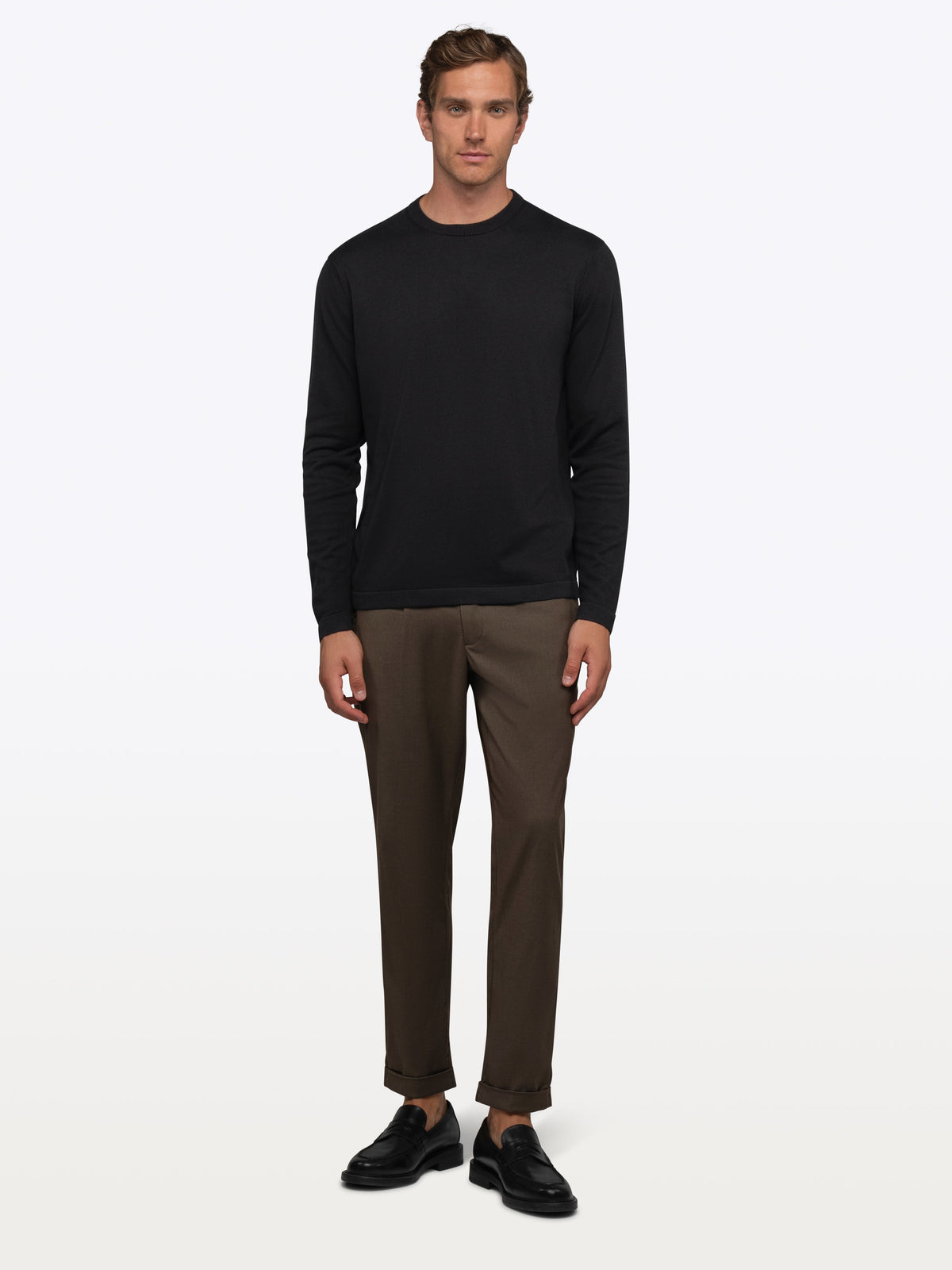 CUTS Riviera Knit Crewneck Tee Long Sleeve in Black