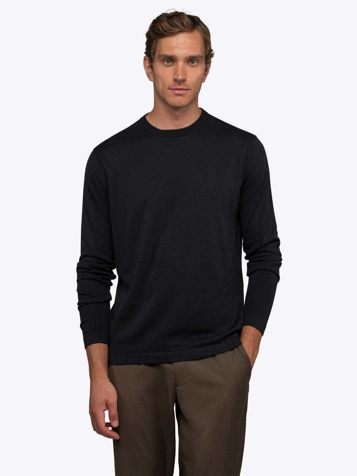 CUTS | Riviera Knit Crewneck Tee Long Sleeve | Black