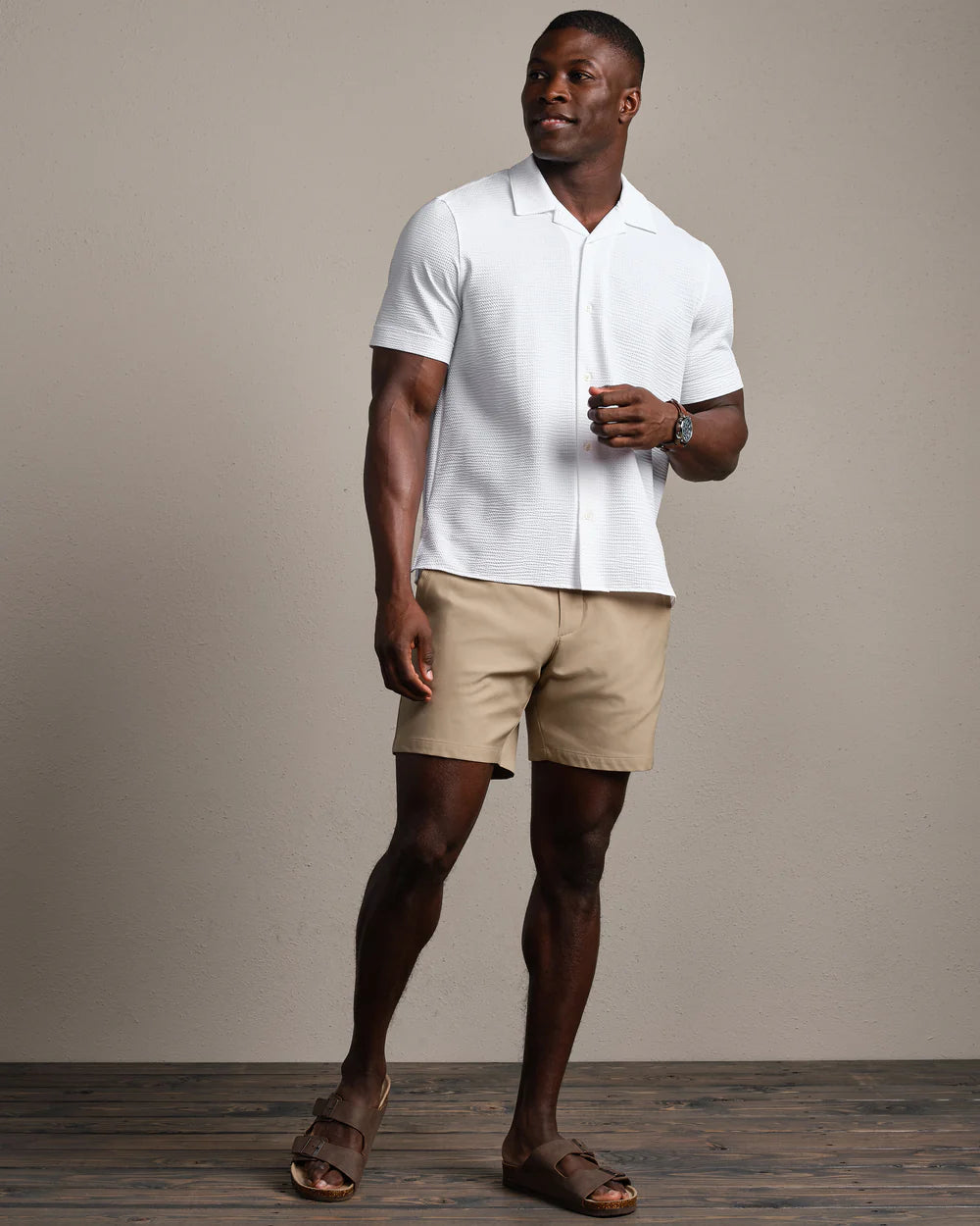 Rhone | Commuter® Seersucker Camp Collar Shirt | White