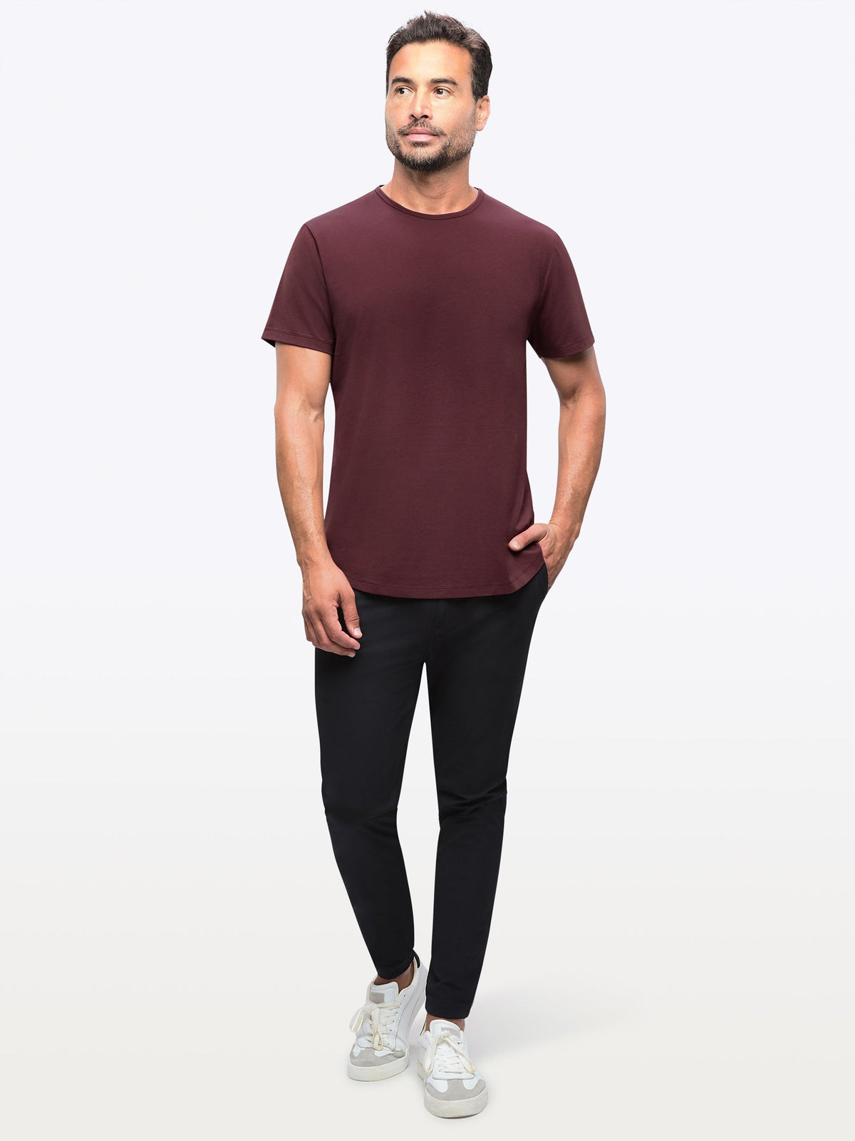 CUTS | AO Curve-Hem Tee | Deep Cranberry Red