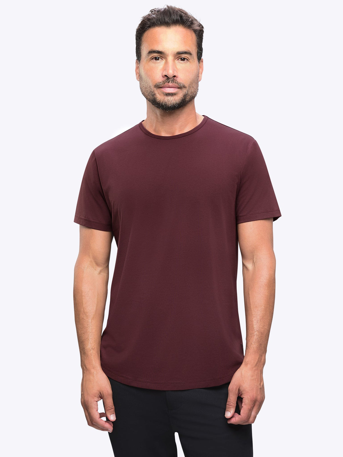 CUTS | AO Curve-Hem Tee | Deep Cranberry Red