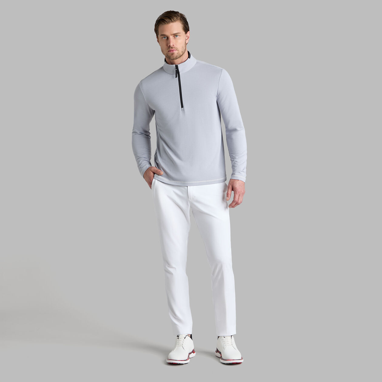 G/Fore | Brushed Back Tech Quarter Zip | Gray