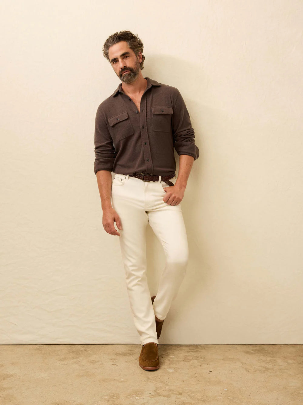 Faherty | Stretch Terry 5-Pocket Pant Egret | White