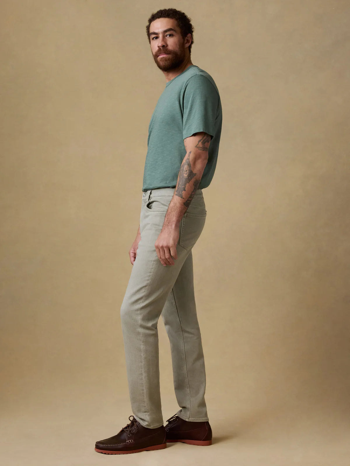 Faherty | Stretch Terry 5-Pocket Pant | Sage Green | Slim Fit