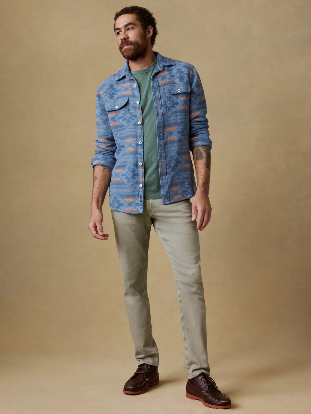 Faherty | Stretch Terry 5-Pocket Pant | Sage Green | Slim Fit