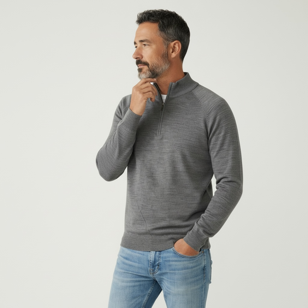 SUN DAY RED | Merino Wool 1/4 Zip | Gray