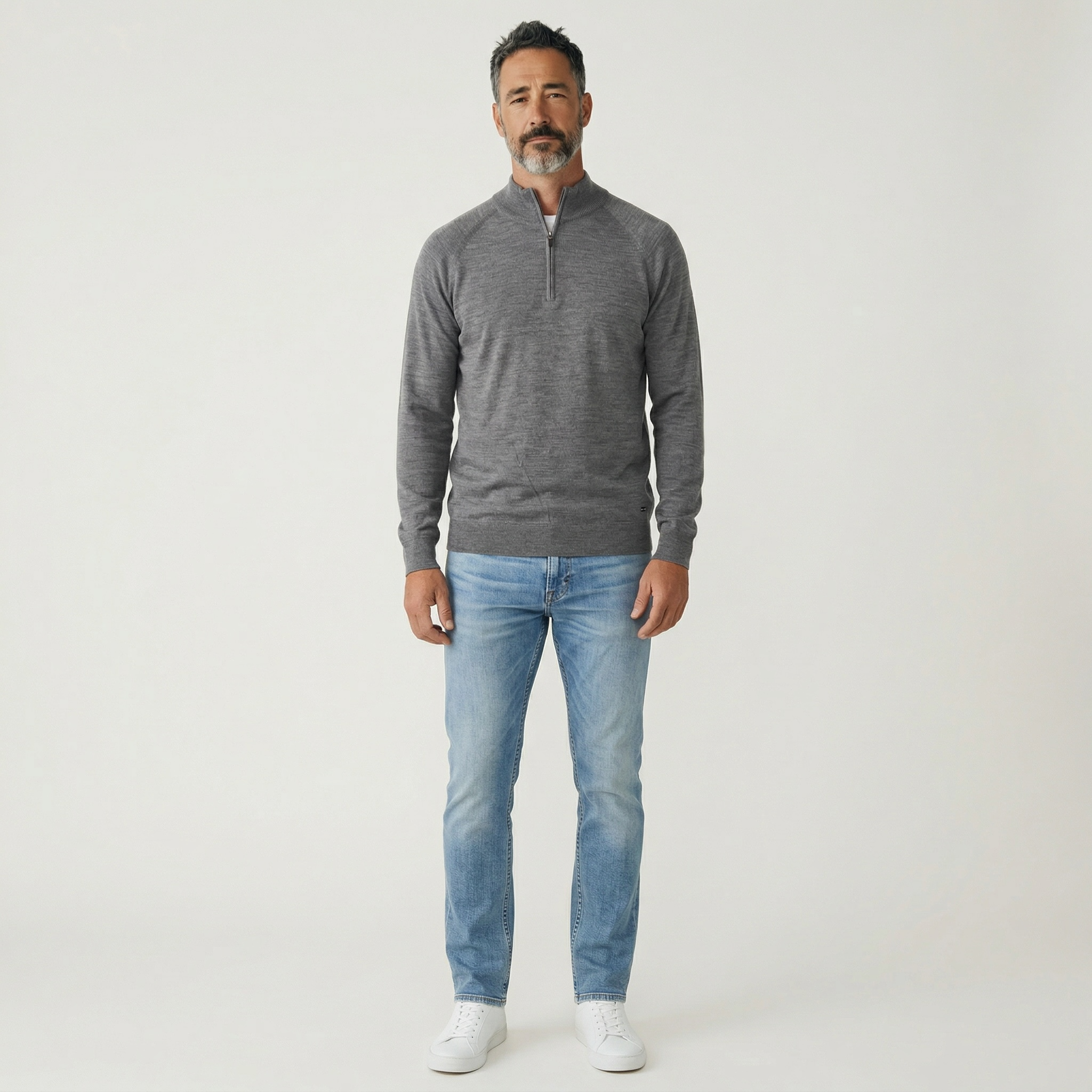 SUN DAY RED | Merino Wool 1/4 Zip | Gray