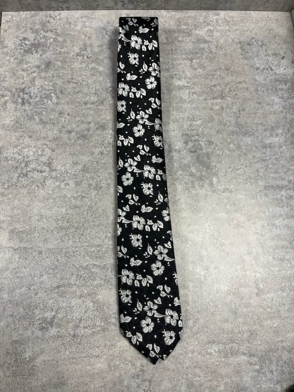 DIBI Tie Floral Black Silver