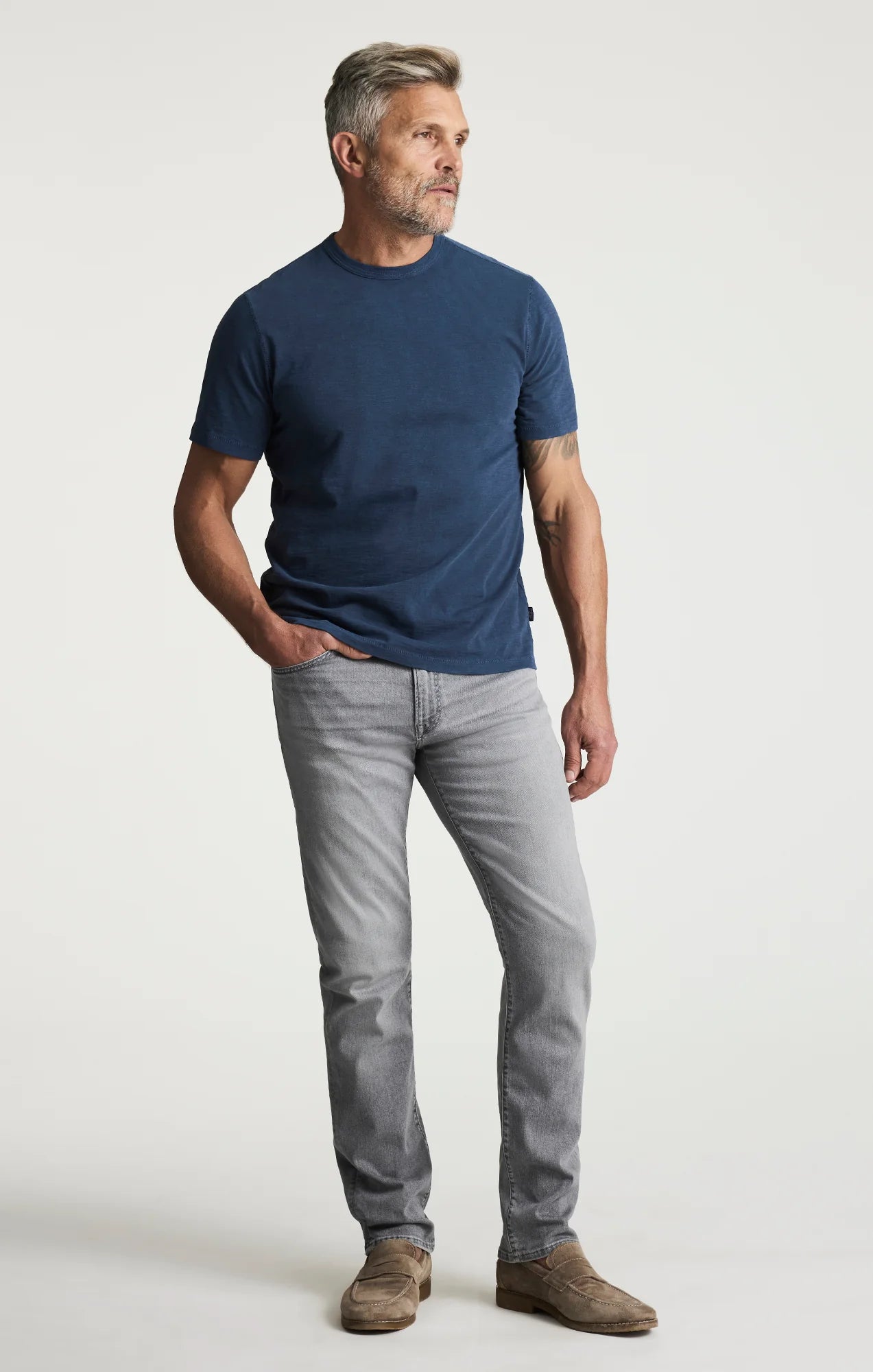 34 Heritage | Courage Straight Leg Jeans | Light Smoke Brushed Urban Gray