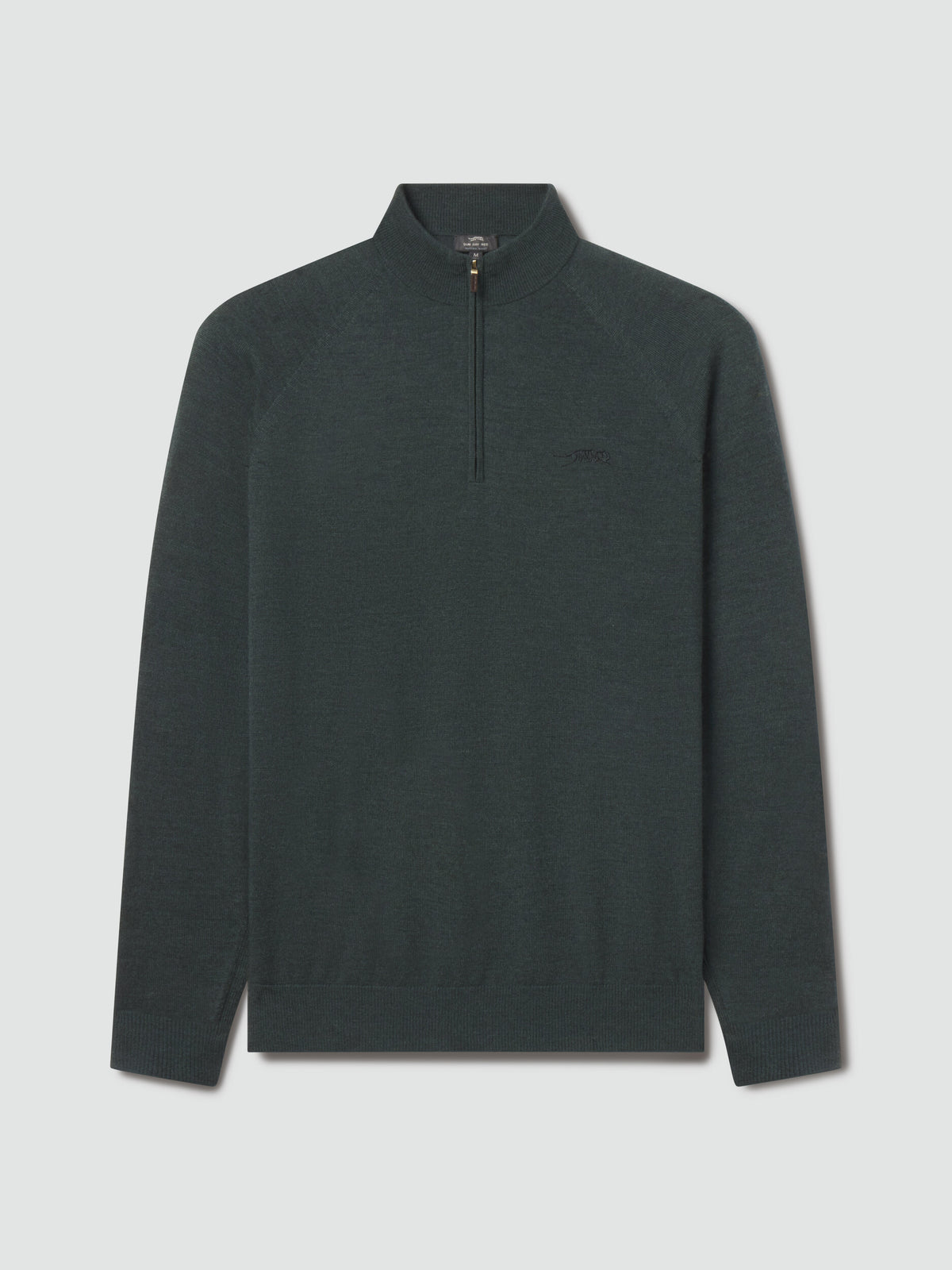 Sun Day Red 3D Merino Wool Quarter Zip in Deep Forest Green