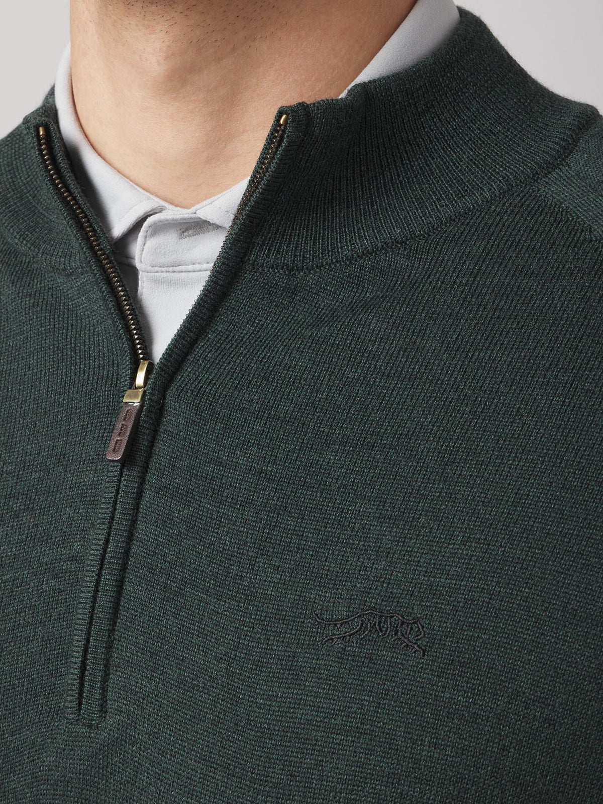 Sun Day Red | 3D Merino Wool Quarter Zip | Deep Forest Green