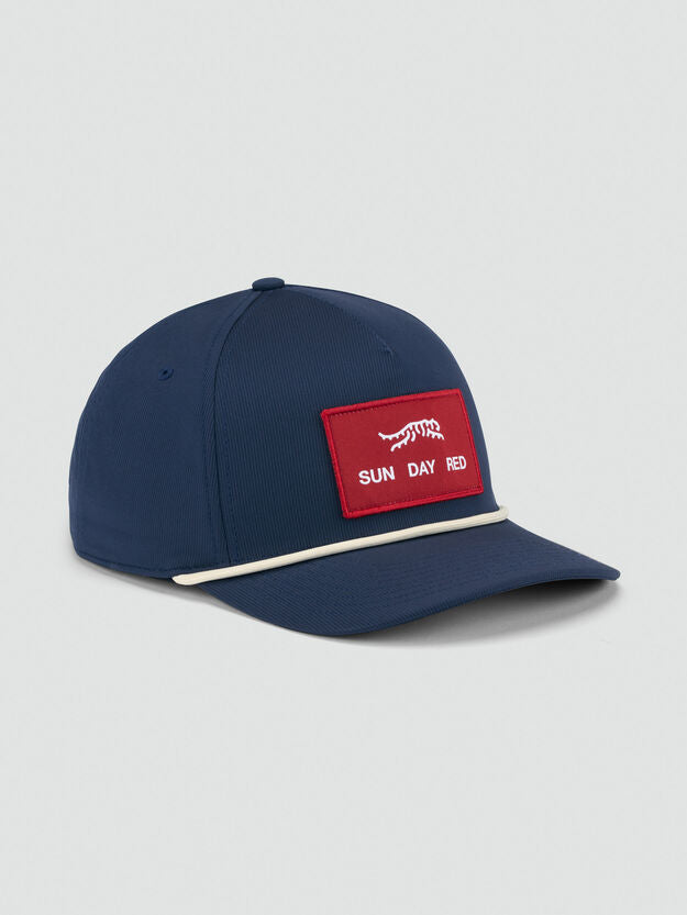 SUN DAY RED | Pioneer Performance Rope 5 Panel Snapback Hat | Navy