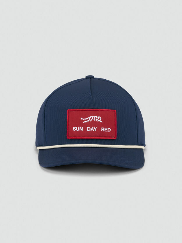 SUN DAY RED | Pioneer Performance Rope 5 Panel Snapback Hat | Navy