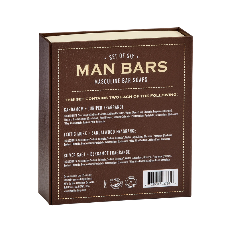 Man Bar Set of Six Masculine Bar Soaps