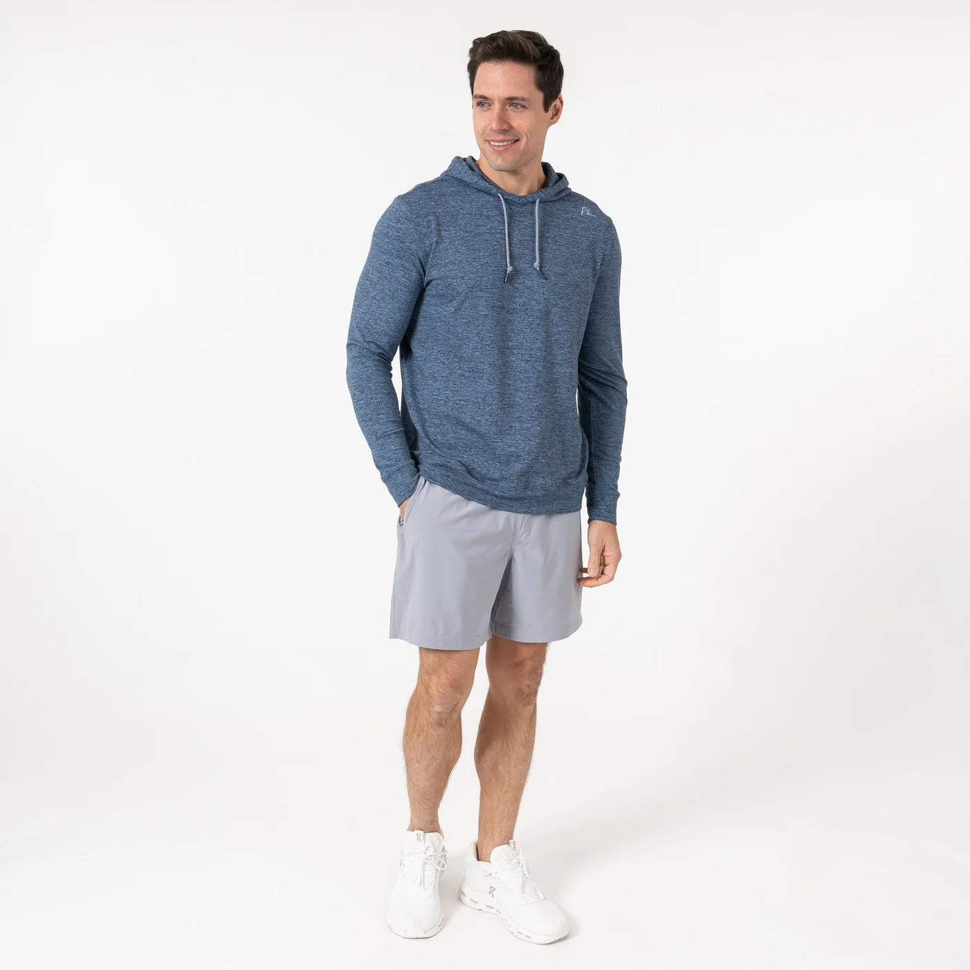Rhoback | Hesi Performance Hoodie | Heather Zone Blue