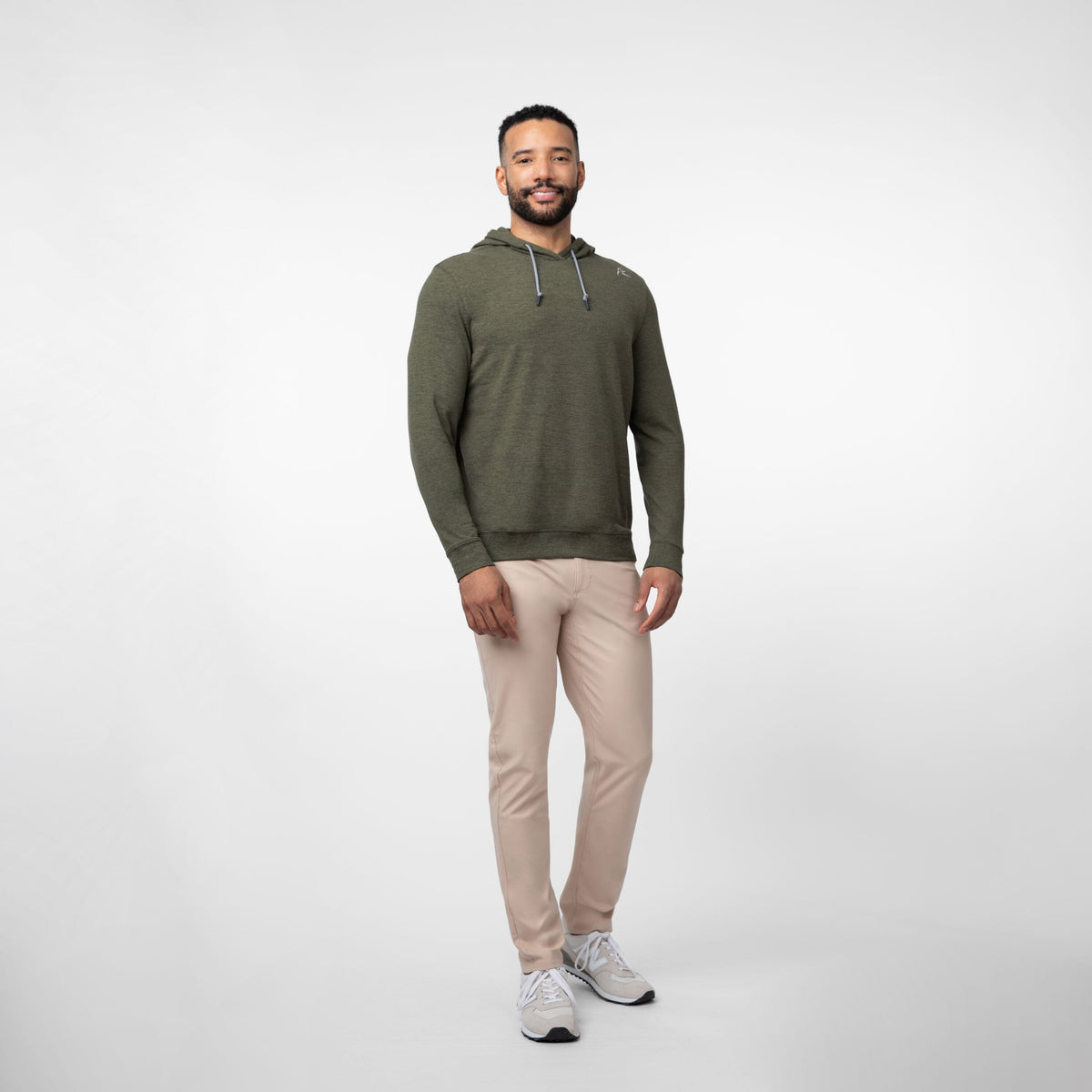 Rhoback | Hesi Performance Hoodie | Heather Dark Olive/Moss Green