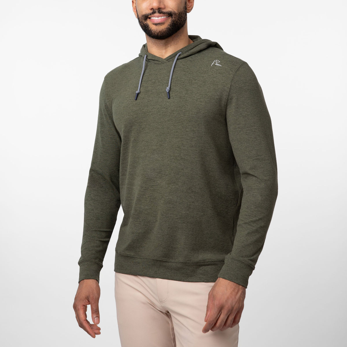 Rhoback Hesi Performance Hoodie in Heather Dark Olive/Moss Green
