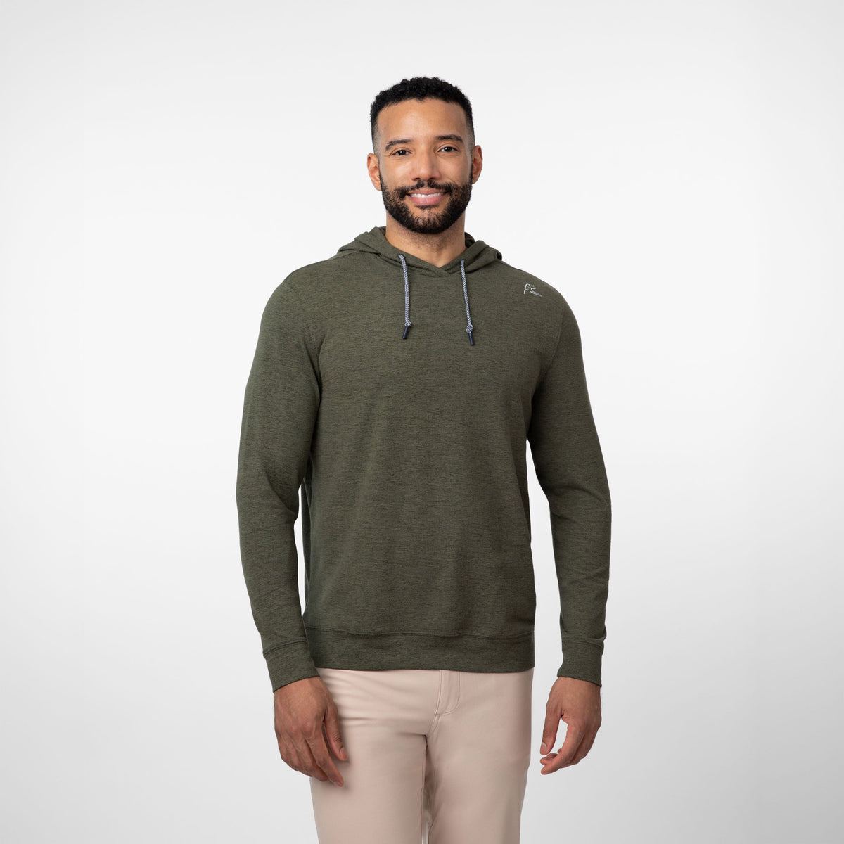 Rhoback | Hesi Performance Hoodie | Heather Dark Olive/Moss Green