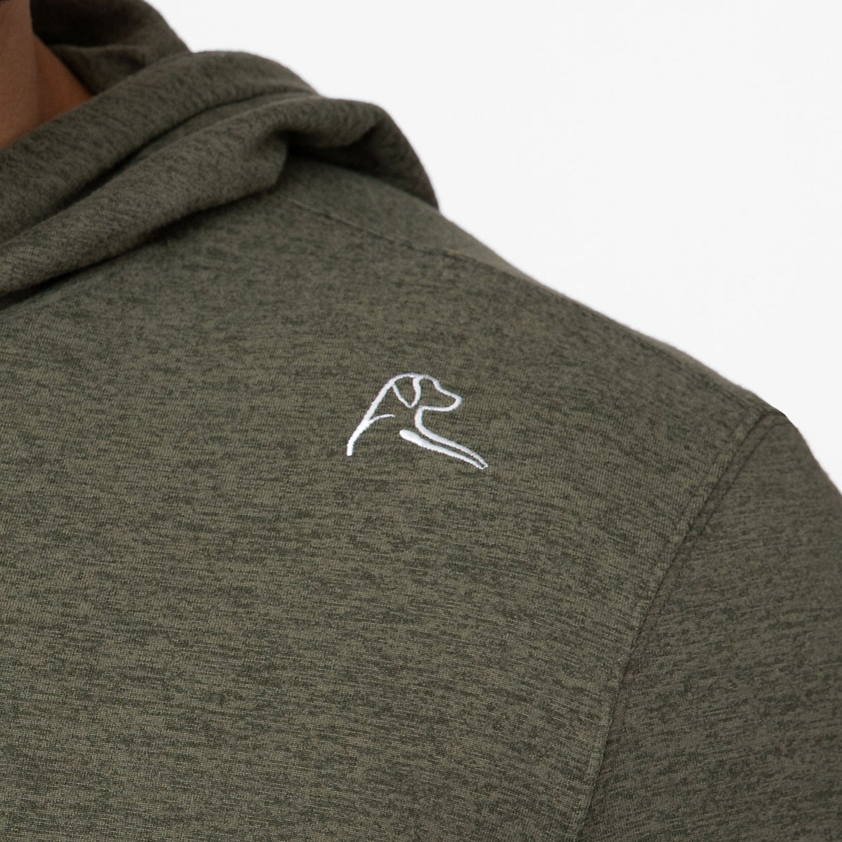 Rhoback | Hesi Performance Hoodie | Heather Dark Olive/Moss Green