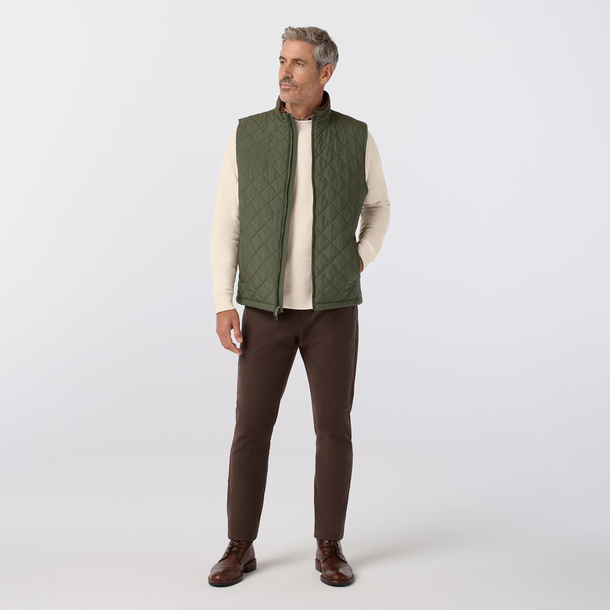 Mizzen+Main Brentwood Quilted Vest in Olive Green