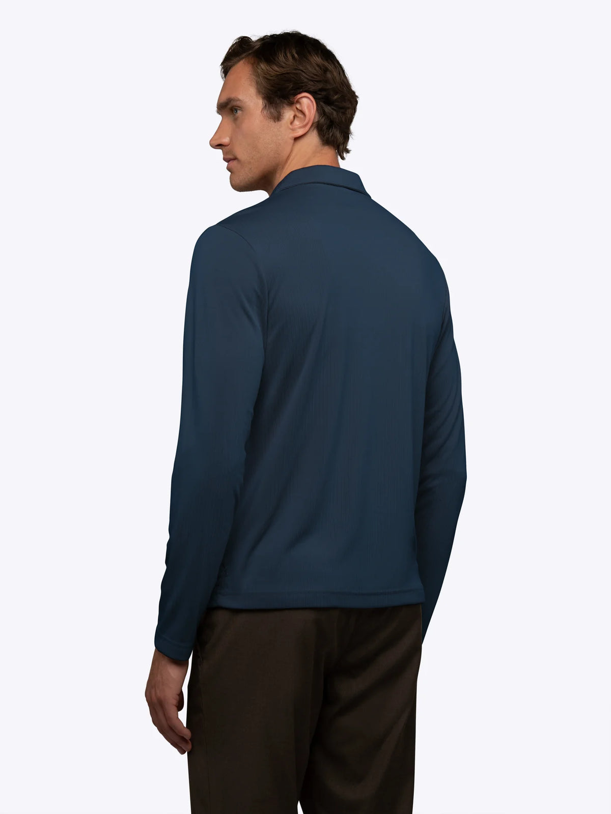 Cuts | SoHo Ribbed Long Sleeve Polo | Pacific Blue