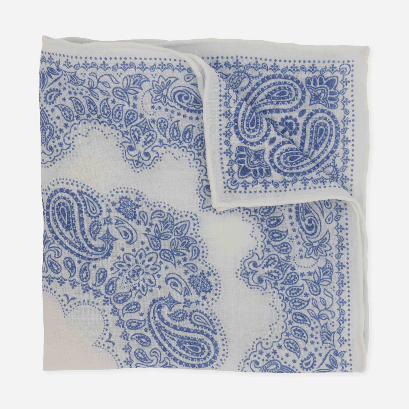 Tie Bar | Bali Bandana White Pocket Square | Blue