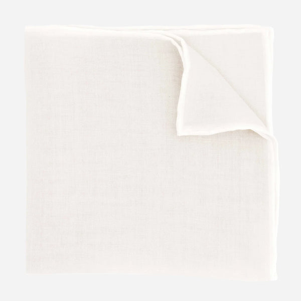 Linen with White Border Light Grey Pocket Square