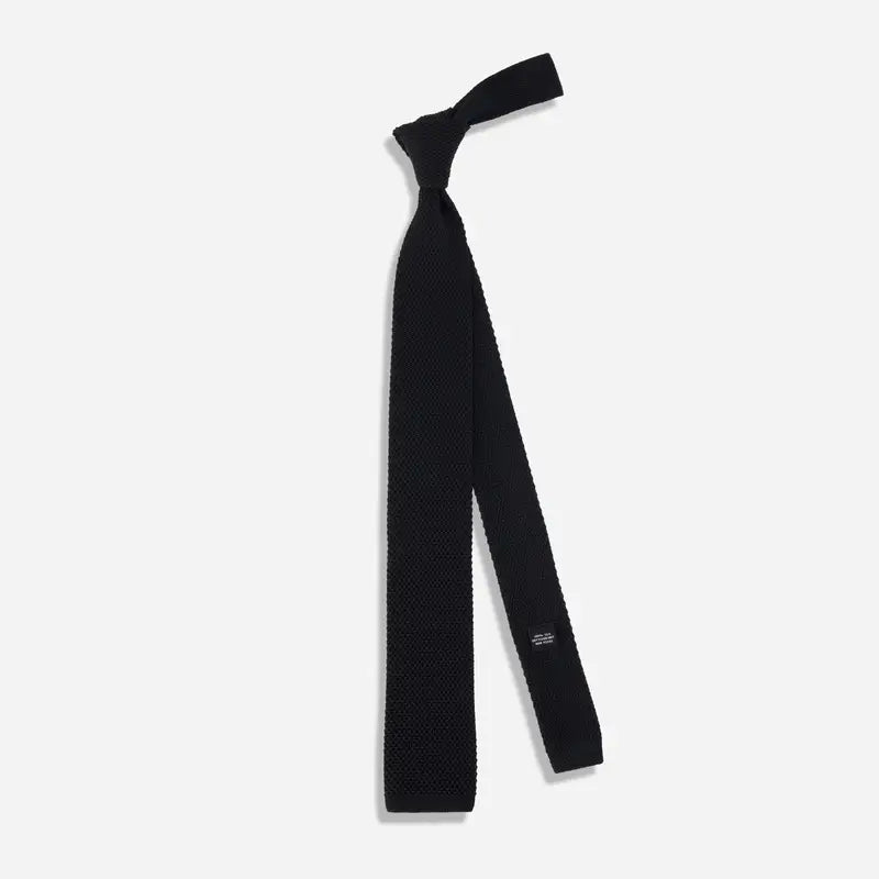 Tie Bar | Silk Knit Black Tie | Black