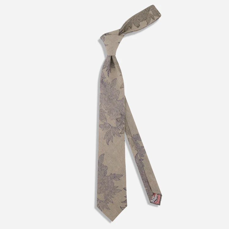 Tie Bar | Lotus Sketch Oat Tie | Beige