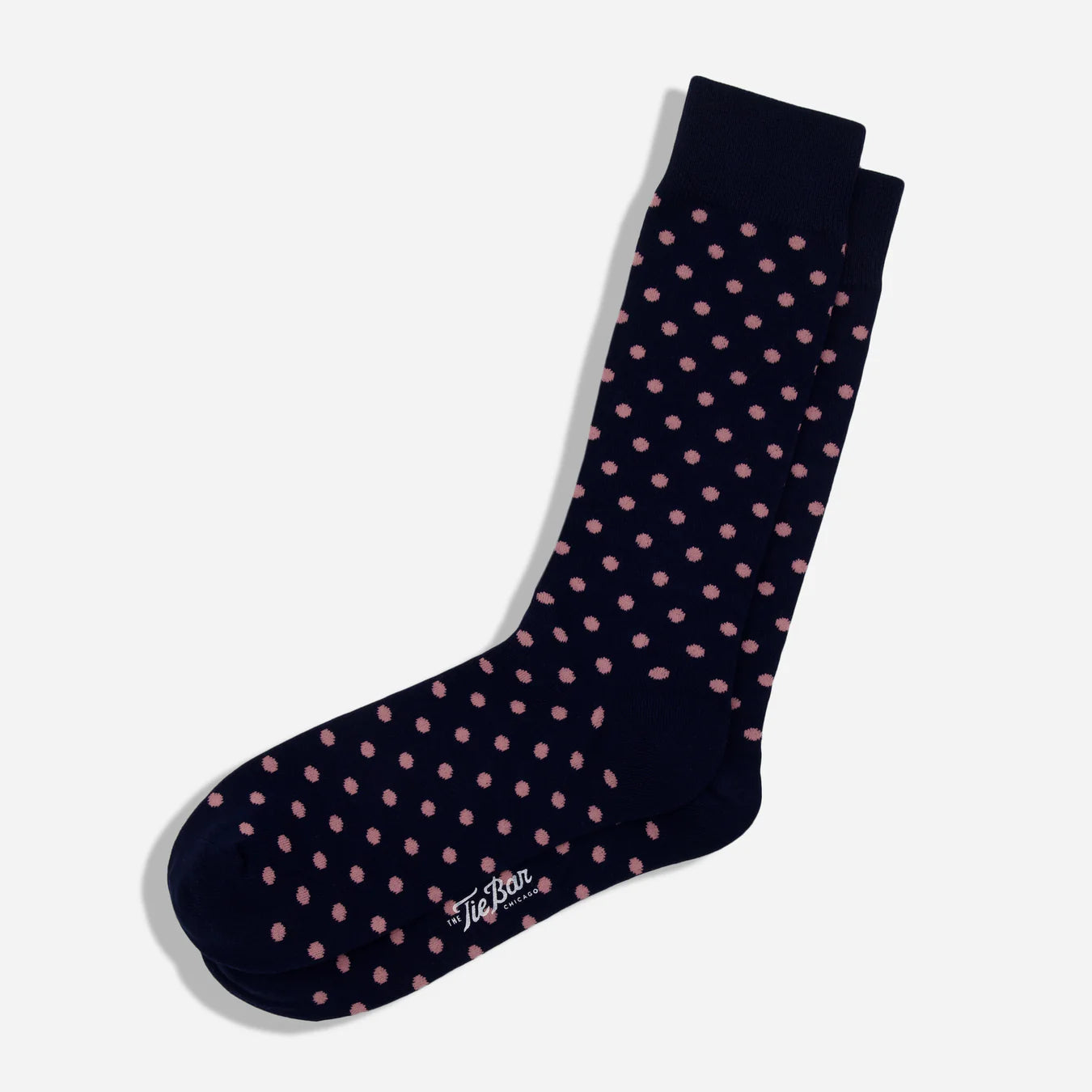 Tie Bar | Circuit Dots Light Pink Dress Socks | Navy