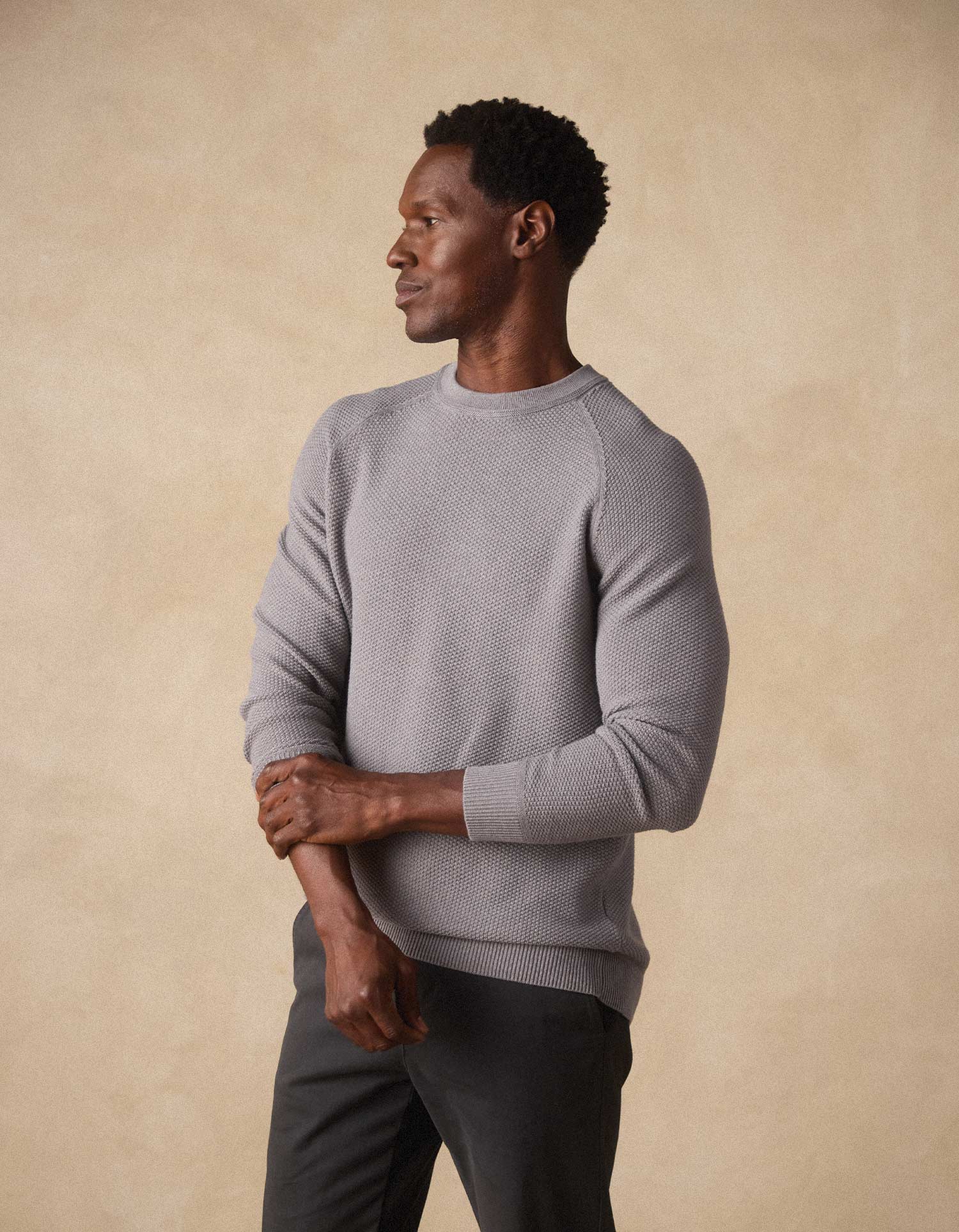 COOLMAX® Textured Crewneck Sweater