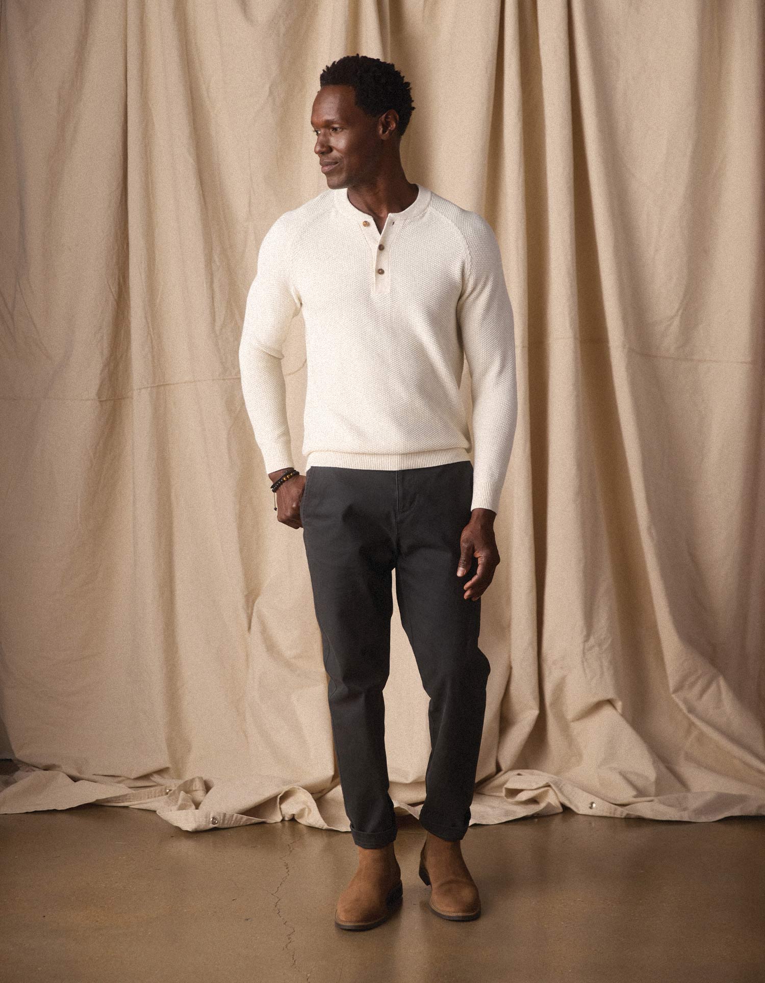 COOLMAX® Textured Sweater Henley