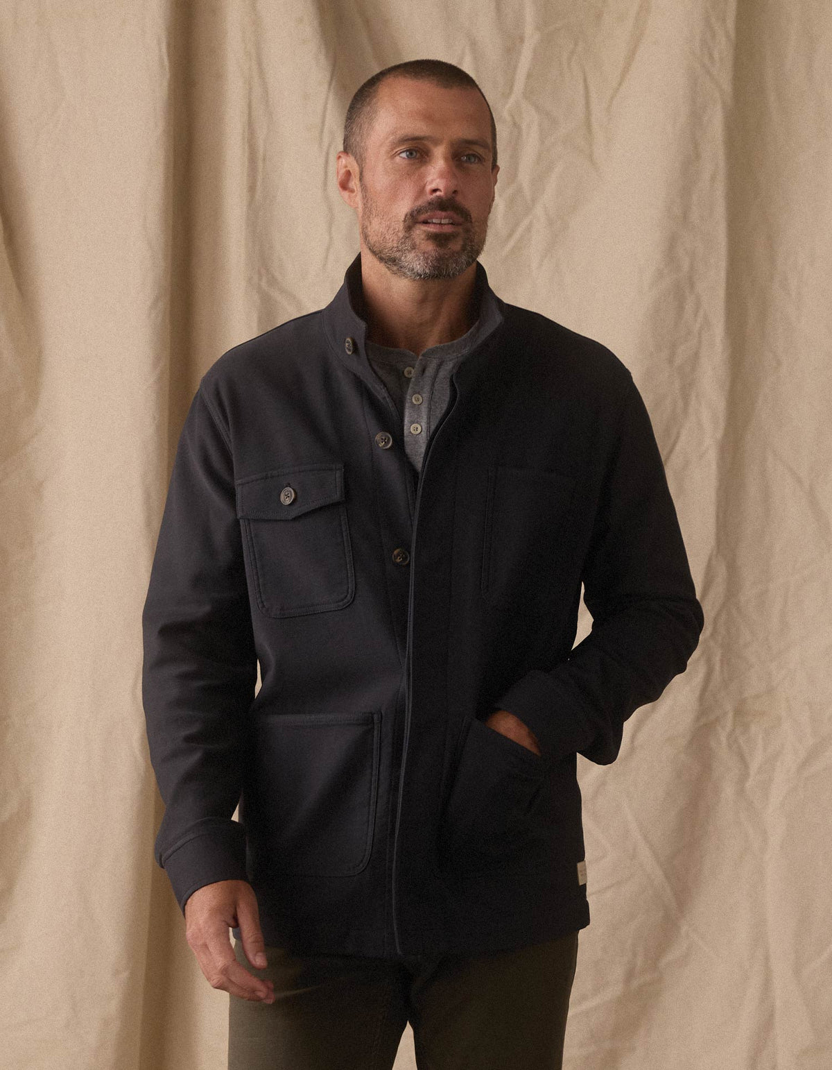 The Normal Brand Comfort Terry Chore Coat in Navy