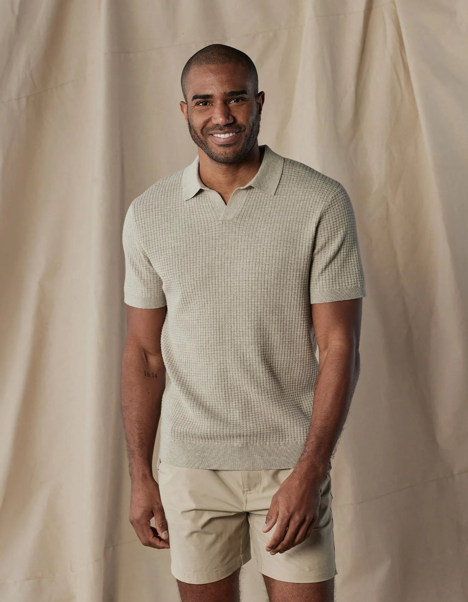Waffle Stitch Polo in Flax