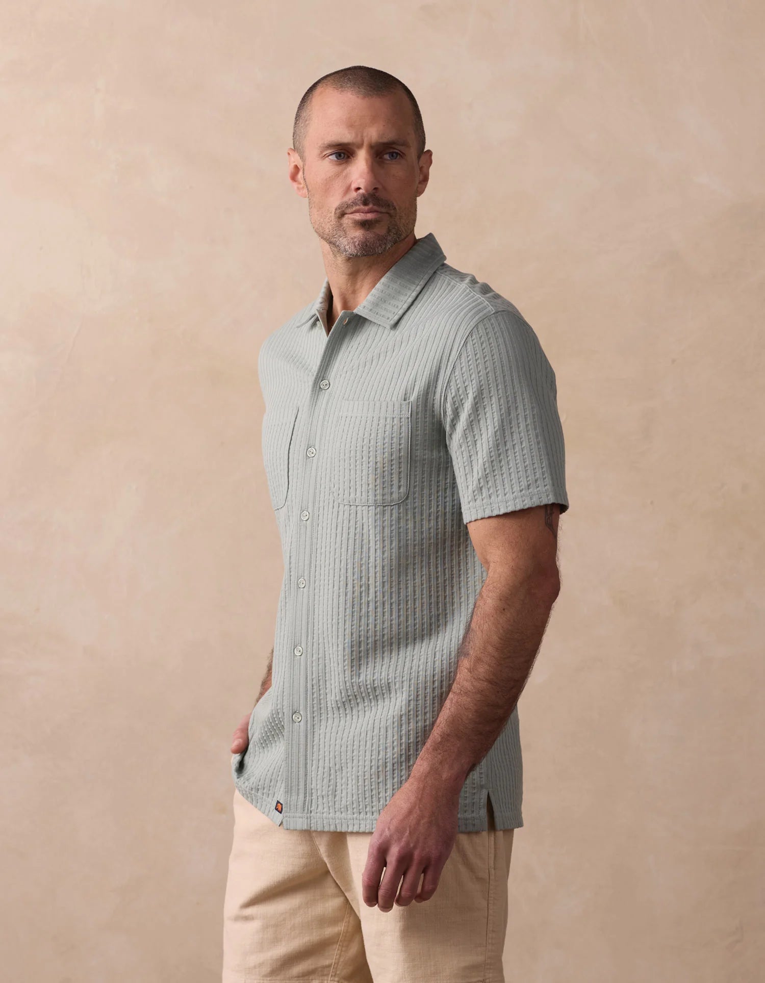 The Normal Brand | Knit Getaway Button Up Juniper | Green