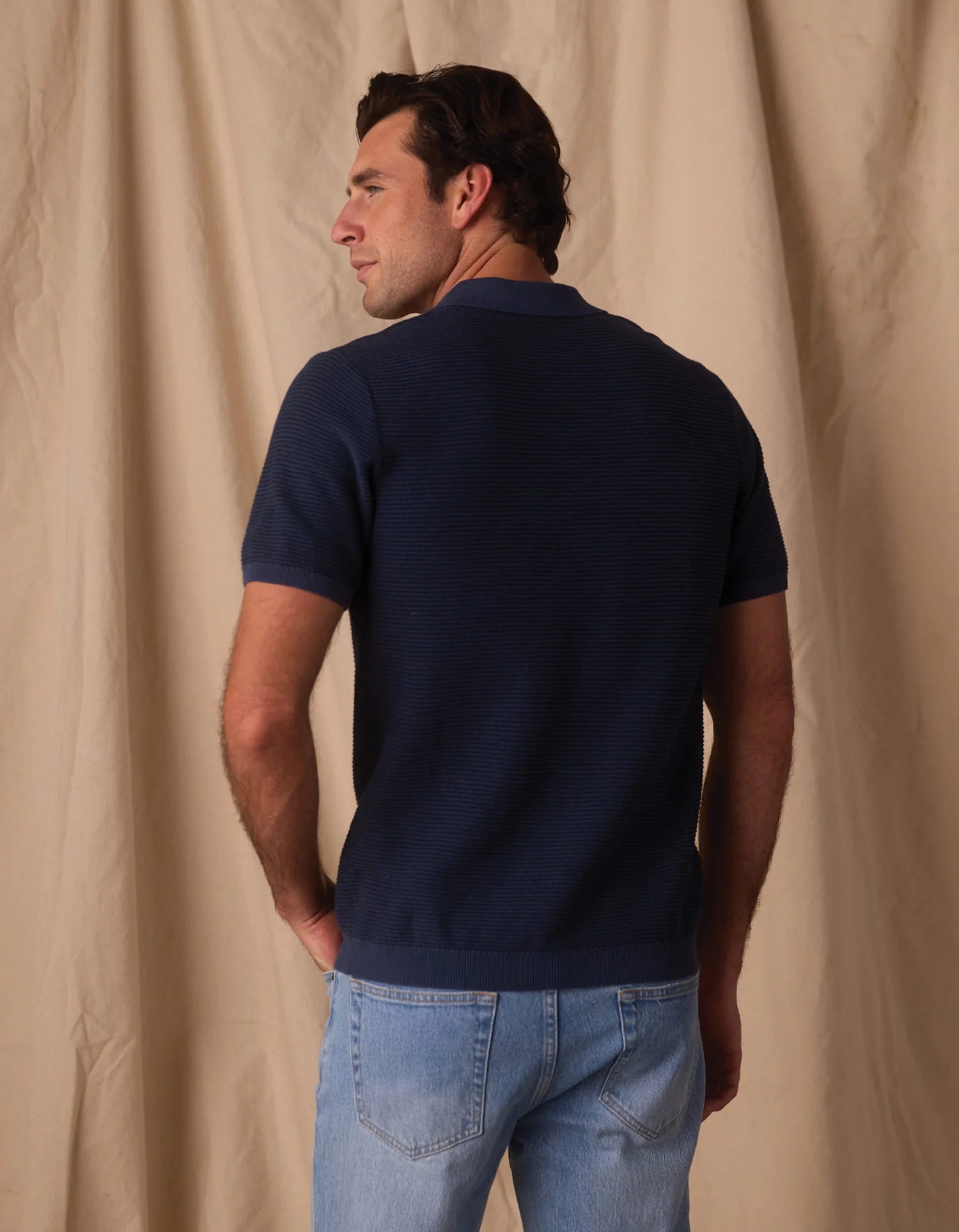 The Normal Brand | Robles Birdseye Knit Polo | Navy