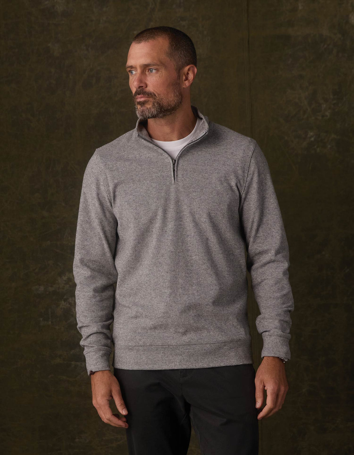 The Normal Brand | Brushed Textured Knit Quarter Zip | Graphite Gray